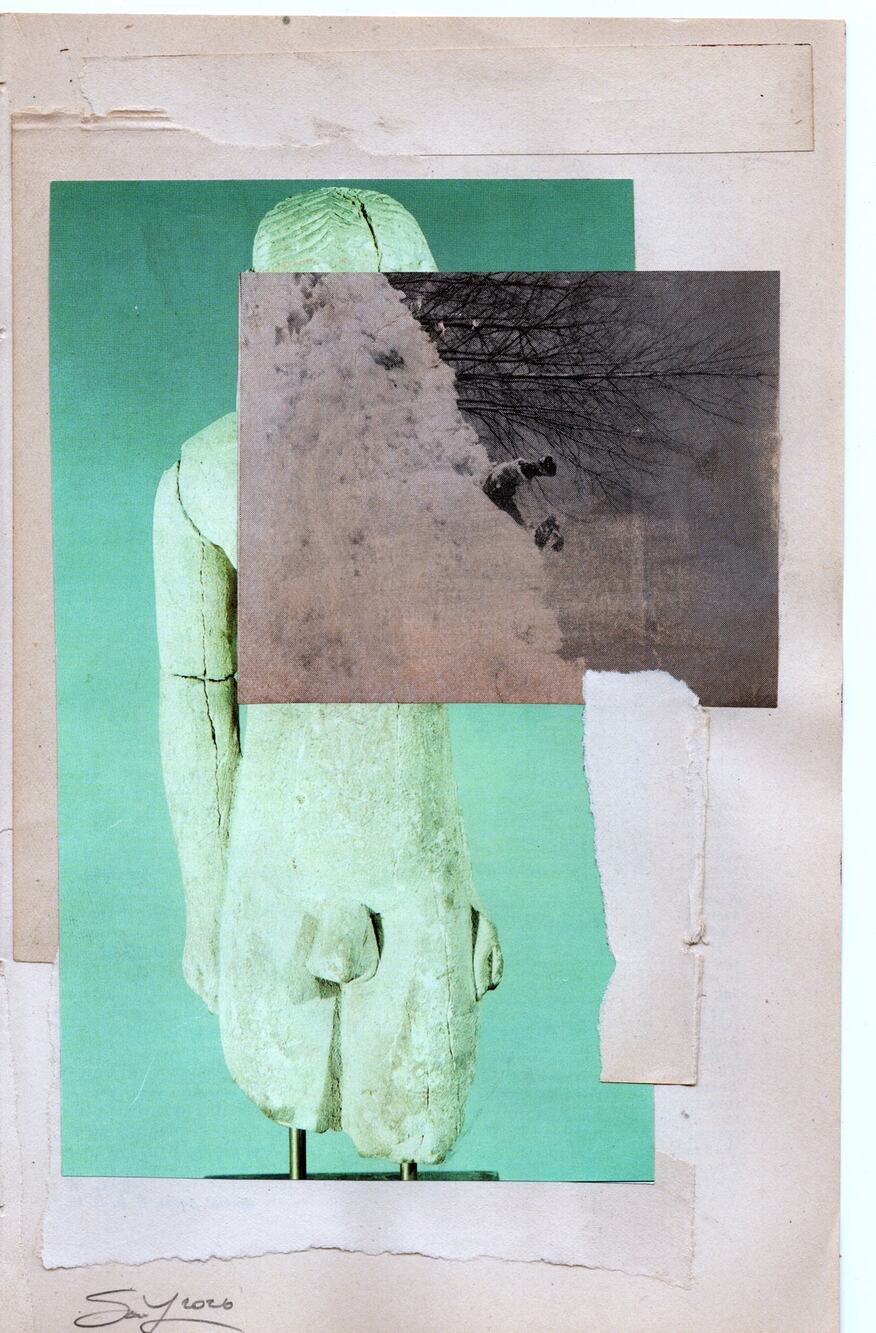 Original Mixed Media Modern Art Collage "Vitiate" 5.75x9" Signed
